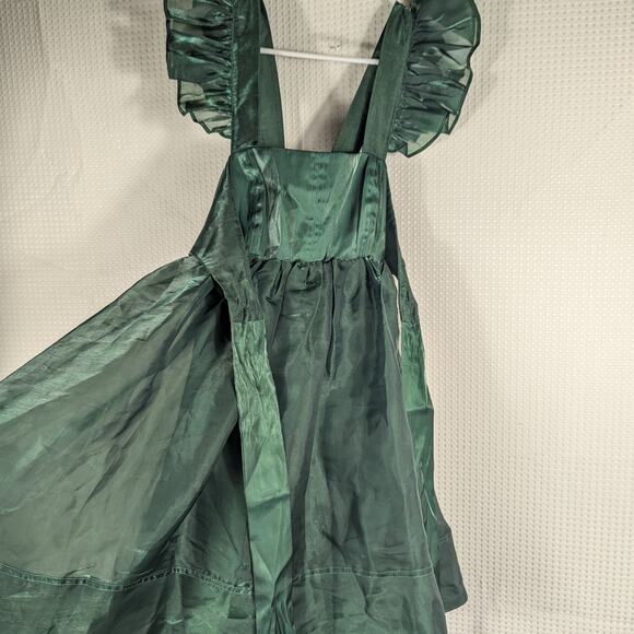 Altar’d State L Hunter Green Ruffle Strap Mini Dress NWT Party Holiday Satin - Picture 5 of 5